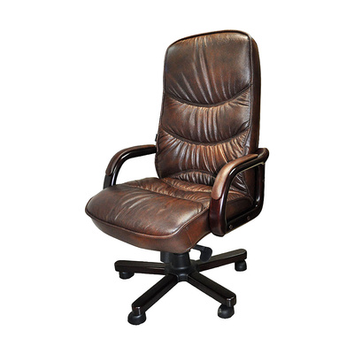 Кресло руководителя, DB-015, кожа натуральная+дерево, коричневое, палисандр, N2002