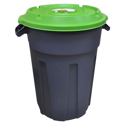 Бак для мусора с крышкой, 80л, InGreen, серый+зеленый, полипропилен