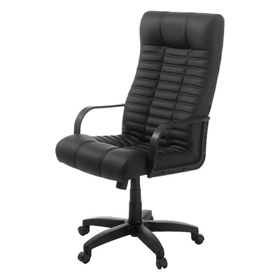 Кресло руководителя, Атлант, кожзам+пластик, ECO, черное, N16, ТГ