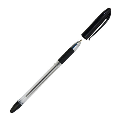 Ручка обычная, шарик., Dolce Costo, цвет чернил черный, толщина линии 0,3мм, диаметр шарика 0,7 мм, корпус прозрачный+черный, длина стержня 139мм, резиновый