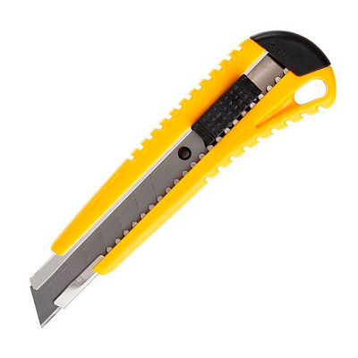 Нож 18мм, Dolce Costo, корпус пластик, желтый, с мет. направляющими