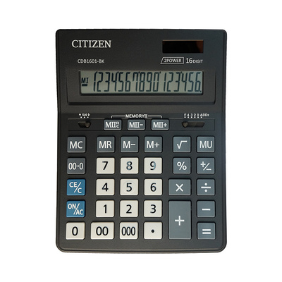 Калькулятор настольный Citizen, CDB1601BK, 16-разряд., 205мм*155мм*28мм, черный