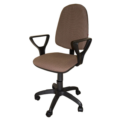 Кресло, Престиж+, ткань+пластик, коричневое, бежевое, TK7, Гольф подлокотник, ПВМ