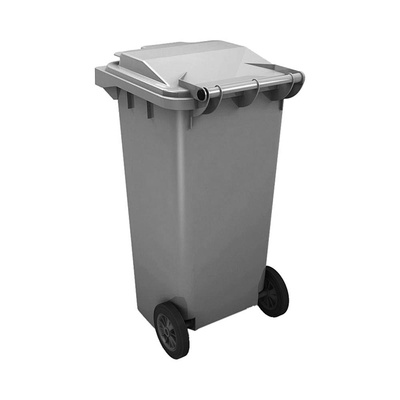 Контейнер для мусора с крышкой, 240л, Ай-Пласт, серый, на колесах, полиэтилен высокой плотности