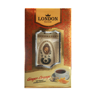 Чай подарочный, London Tea Club, черный имбирь и апельсин, листовой, 100г, в керамической сахарнице