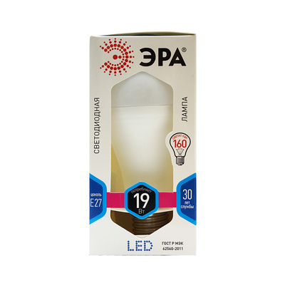 Лампа светодиодная, ЭРА, LED SMD A65-840, E27, 19 Вт, 4000K (дневной свет)