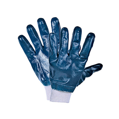Перчатки маслобензостойкие хлопок, нитрил, размер универсальные, синие+белые