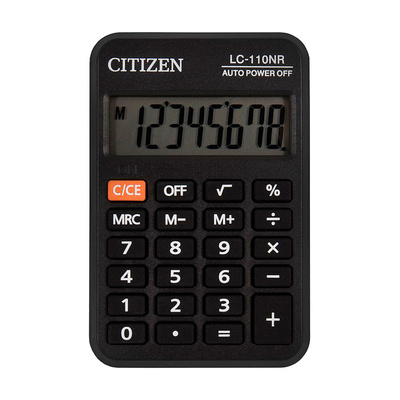 Калькулятор карманный Citizen, LC-110NR, 8-разряд., 58мм*87мм, черный