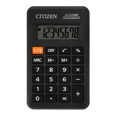 Калькулятор карманный Citizen, LC310NR, 8-разряд., 114мм*69мм, черный