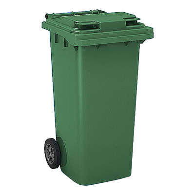 Контейнер для мусора, с крышкой, 240л, зеленый, на колесах, полиэтилен высокой плотности