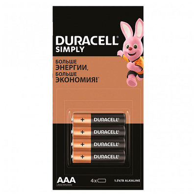 Батарея мизинчиковая AAA (R03, LR03, 286), Duracell, 