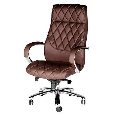 Кресло офисное, Бонд, экокожа+хром, коричневое