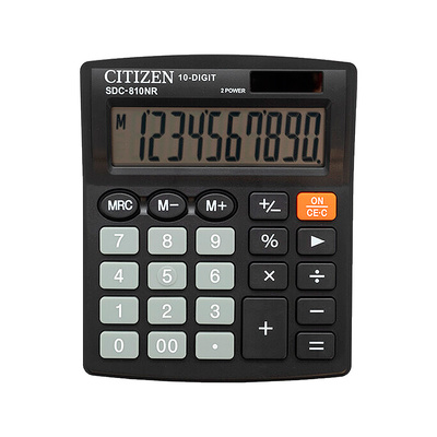 Калькулятор настольный Citizen, SDC-810NR, 10-разряд.*125мм*100мм*14мм, черный
