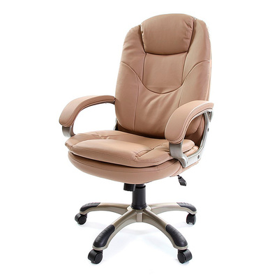 Кресло офисное, Chairman 668, экокожа+пластик, бежевое+серое