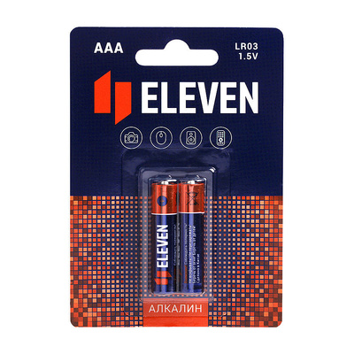 Батарея мизинчиковая, AAA (R03, LR03, 286), Eleven, 1,5V, алкалиновая, 2шт
