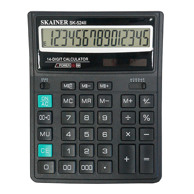Калькулятор настольный Skainer Electronic, SK-524II, 14-разряд., 203,5мм*158мм*31,5мм, черный, двойное питание