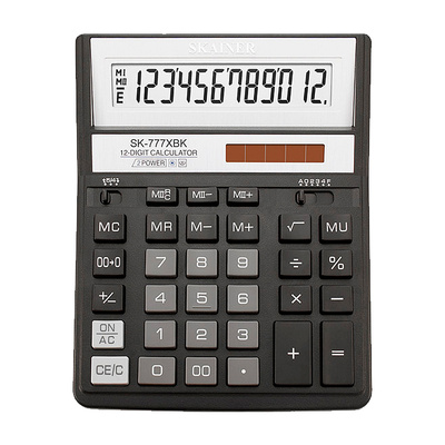 Калькулятор настольный Skainer Electronic, SK-777XBK, 12-разряд., 200мм*157мм*32мм, черный, двойное питание