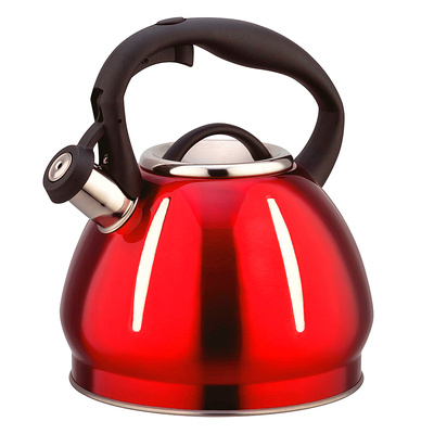 Чайник со свистком, 3л, нержавеющая сталь, Bohmann, красный, для всех типов плит