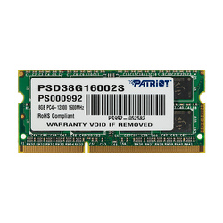   DDR3 SODIMM, 8Gb, PC4-12800 (1600MHz), RTL, Patriot