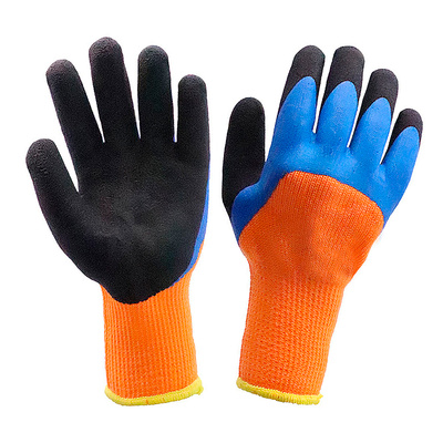 Перчатки утепленные, акрил, 3, 4 облива, универсальные, оранжевые+черные+синие
