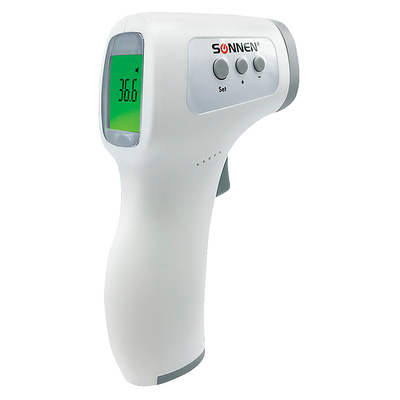 Термометр инфракрасный, Sonnen, NIT-2 (GP-300), белый+серый, 90г, звуковой сигнал, память измерений, подсветка дисплея, автоотключение