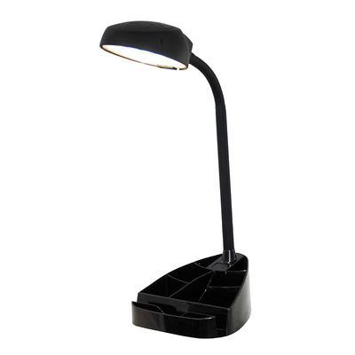 Настольная лампа ТрансВит, Веста, на подставке, 7 Вт, черная, LED, кнопочная, металл+силикон, с органайзером, 8 отд.