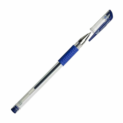 Ручка обычная, гел., Workmate, цвет чернил синий, толщина линии 0,5мм, диаметр шарика 0,7 мм, длина стержня 129мм, корпус прозрачный, резиновый держатель
