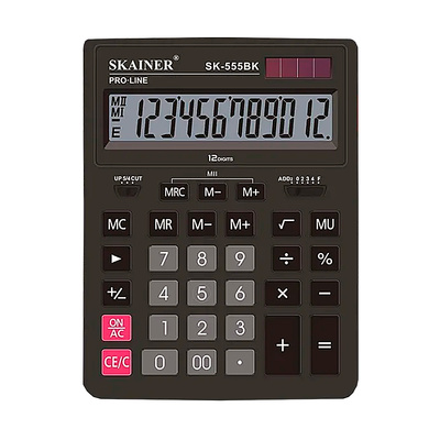 Калькулятор настольный Skainer Electronic, SK-555BK, 12-разряд., 205мм*155мм*35мм, черный, двойное питание