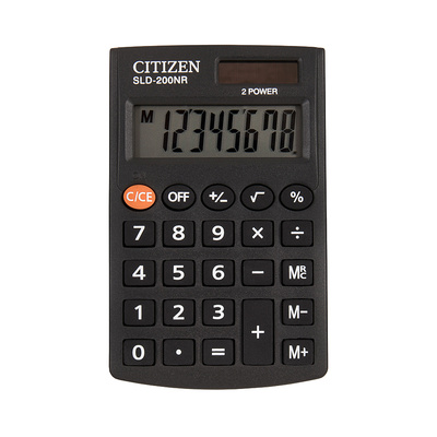 Калькулятор карманный Citizen, SLD-200NR, 8-разряд., 98мм*62мм*10мм, черный, двойное питание