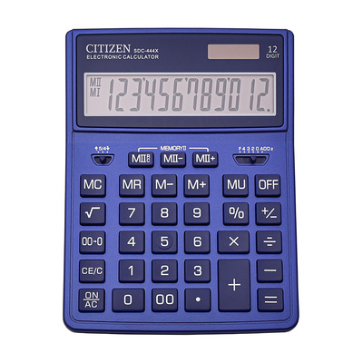 Калькулятор настольный Citizen, SDC444XRNVE, 12-разряд., 204мм*155мм*33мм, темно-синий, двойное питание