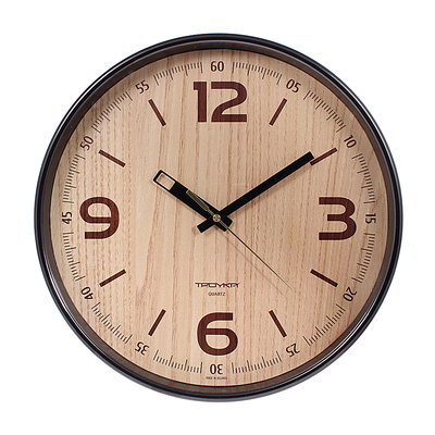 Часы настенные круглые, коричневые, Troyka, 1xAA батарейки в комплекте