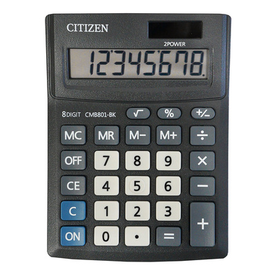 Калькулятор настольный Citizen, CMB801-BK, 8-разряд., 137мм*102мм*31мм, черный, двойное питание
