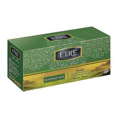 Чай Etre, зеленый китайский, пакетированный, 25шт, 50г
