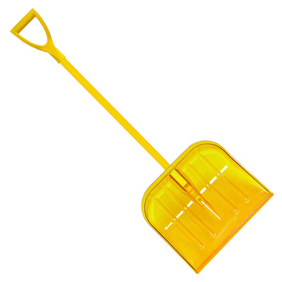 Лопата снегоуборочная поликарбонат+металл, желтая, диаметр отверстия 32 мм, 40см*46см, с металлическим цветным черенком, V-образн.ручка