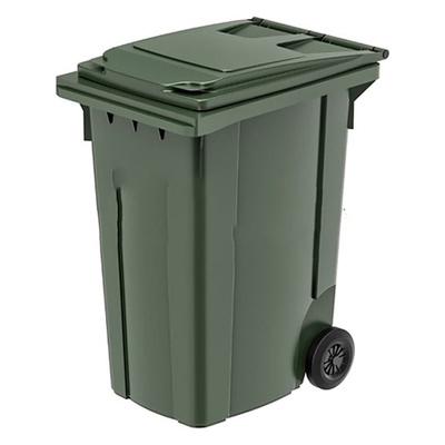 Контейнер для мусора, с крышкой, 360л, Ай-Пласт, зеленый, на колесах, полиэтилен высокой плотности