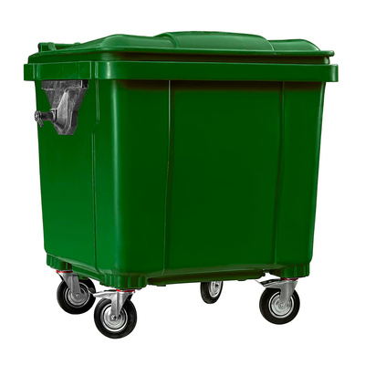 Контейнер для мусора с крышкой, 1100л, Зар-Пласт, зеленый, на колесах, полиэтилен высокой плотности