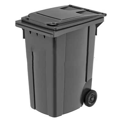 Контейнер для мусора с крышкой, 360л, Ай-Пласт, серый, на колесах, полиэтилен высокой плотности