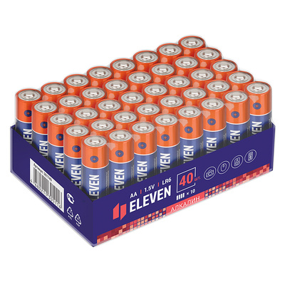 Батарея пальчиковая AA (R6, LR6, HR03, HR6), Eleven, 1,5V, алкалиновая, 40шт