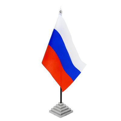 Флаг РФ 22,5см*15см, ткань, с флагштоком
