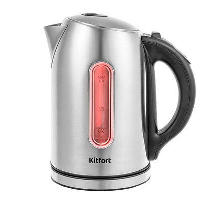 Чайник Kitfort, КТ-6106, нержавеющая сталь+пластик, 1,7л, 2200 Вт, серебристый+черный