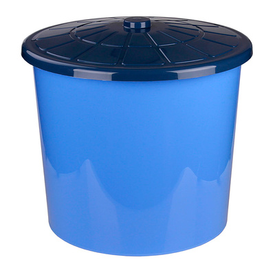Бак для мусора, с крышкой, 75л, Альтернатива, черный+синий, полипропилен