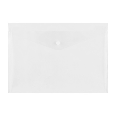 Папка-конверт на кнопке, А4, 0,15мм, СТАММ, прозрачная, 300мм*240мм, пластик