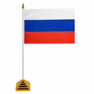 Флаг РФ 21см*14см, ткань, Brauberg, Staff, с флагштоком
