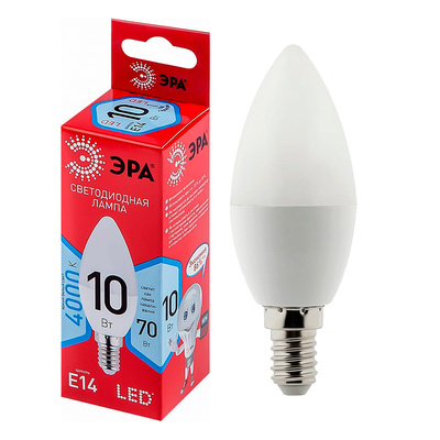 Лампа светодиодная ЭРА, LED B35-840, E14, 10 Вт, 4000K (дневной свет), 220V