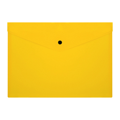 Папка-конверт на кнопке, А4, 0,15мм, СТАММ, желтая, 330мм*235мм, пластик, полупрозрачная