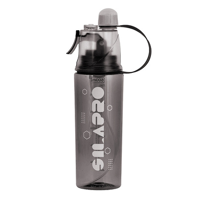 Бутылка для воды 600мл, пластик, SilaPro, черная, спортивная, с распылителем