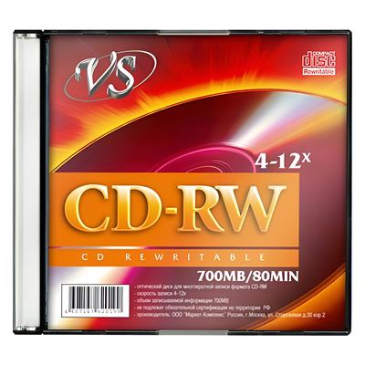  VS, CD-RW, 700Mb, 4x-12x, Jewel Case