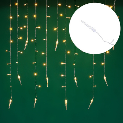 Электрогирлянда LED 2,5м*0,7м, 80шт.лампочек, шампань, Бахрома, Сноу Бум,