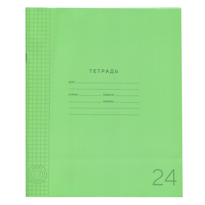 Тетрадь 24л, А5, клетка, с полями, ПандаРог, обложка пластик, внутр. блок офсет, на скрепке, зеленая, 60г⁄м², белизна 100%, с подкладным листом