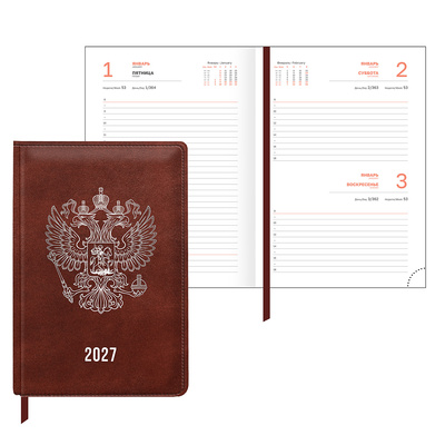 Ежедневник 2027г. А5, кожзам, BG,